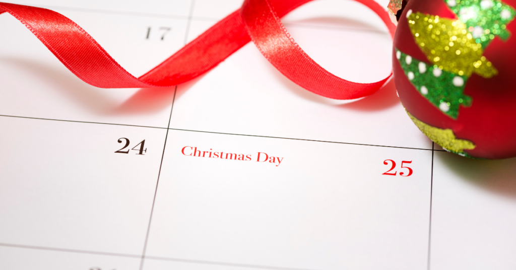 Dec 25 Christmas day on calendar