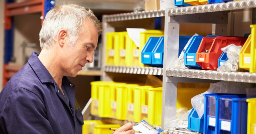 Man counting stock levels