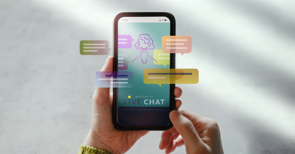 mobile phone showing AI chatbot messages on screen.